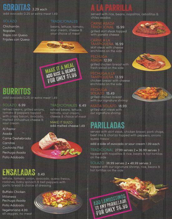 Menu at Solazo pub & bar, Chicago, S Pulaski Rd