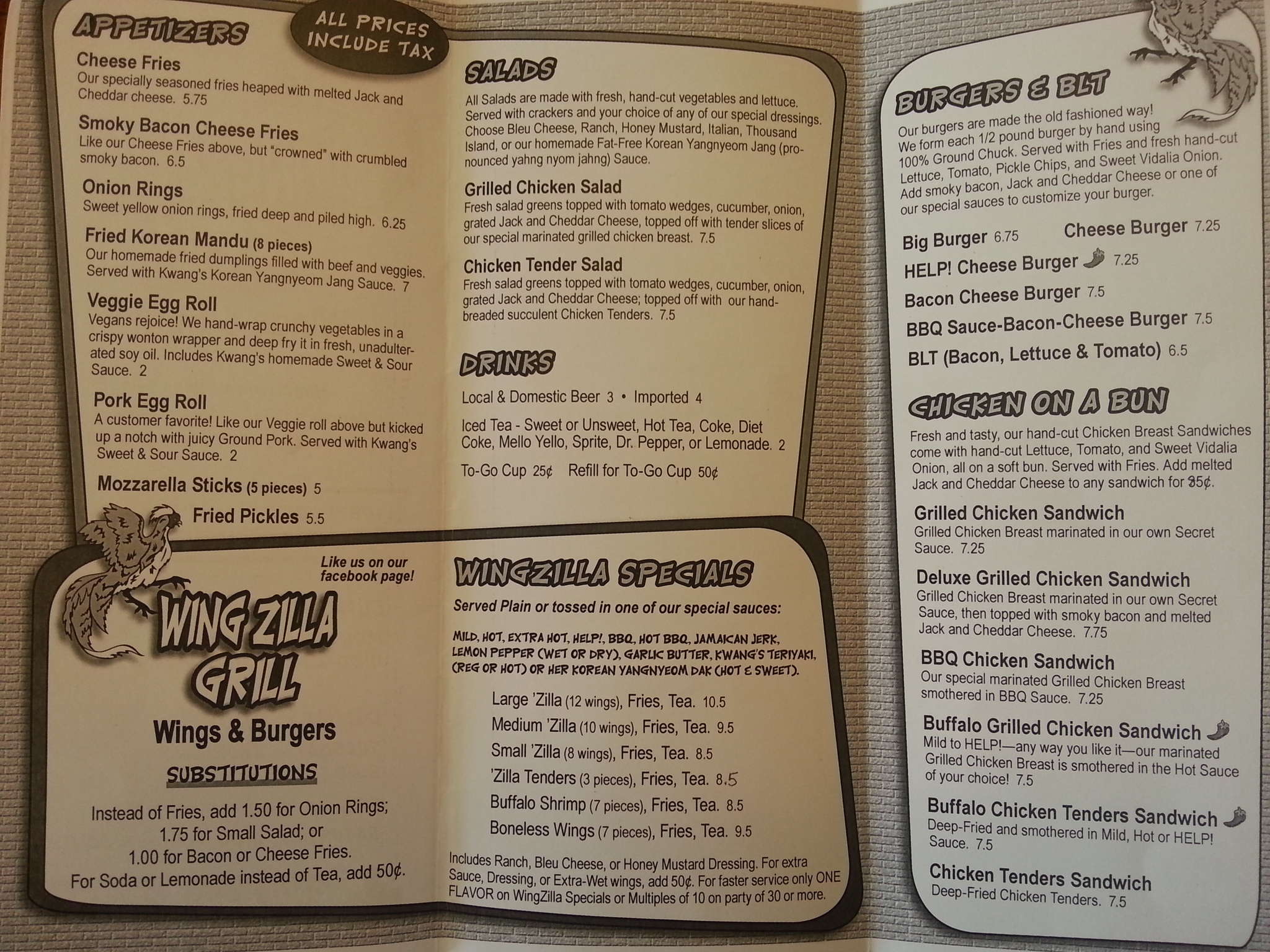 Wing Zilla Grill Menu, Menu for Wing Zilla Grill, Madison, Huntsville Urbanspoon/Zomato