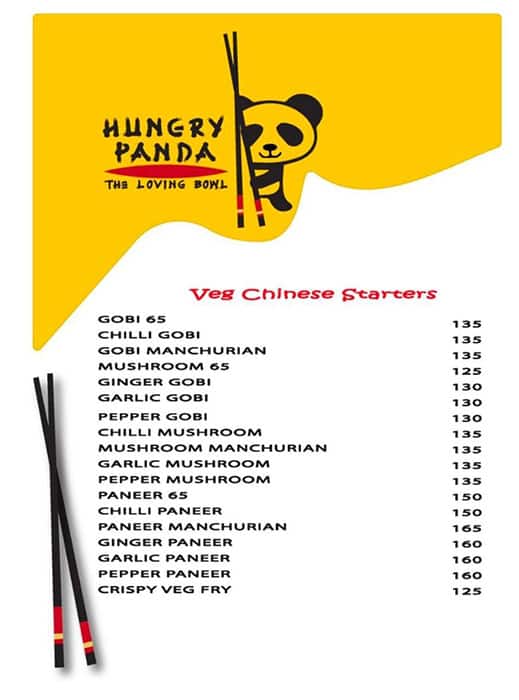 Menu of Hungry Panda, Peelamedu, Coimbatore