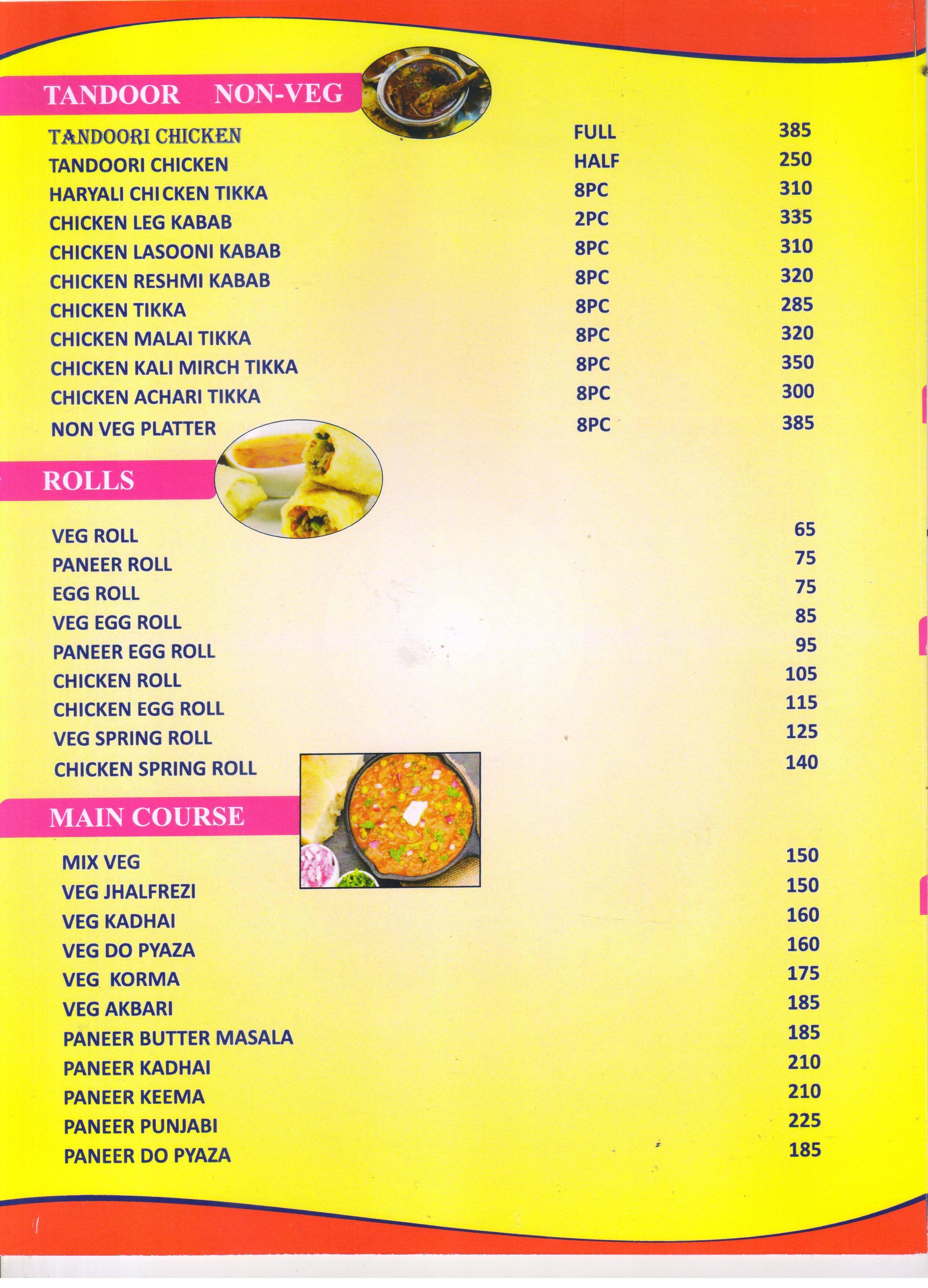 Natraj Bar & Restaurant menu