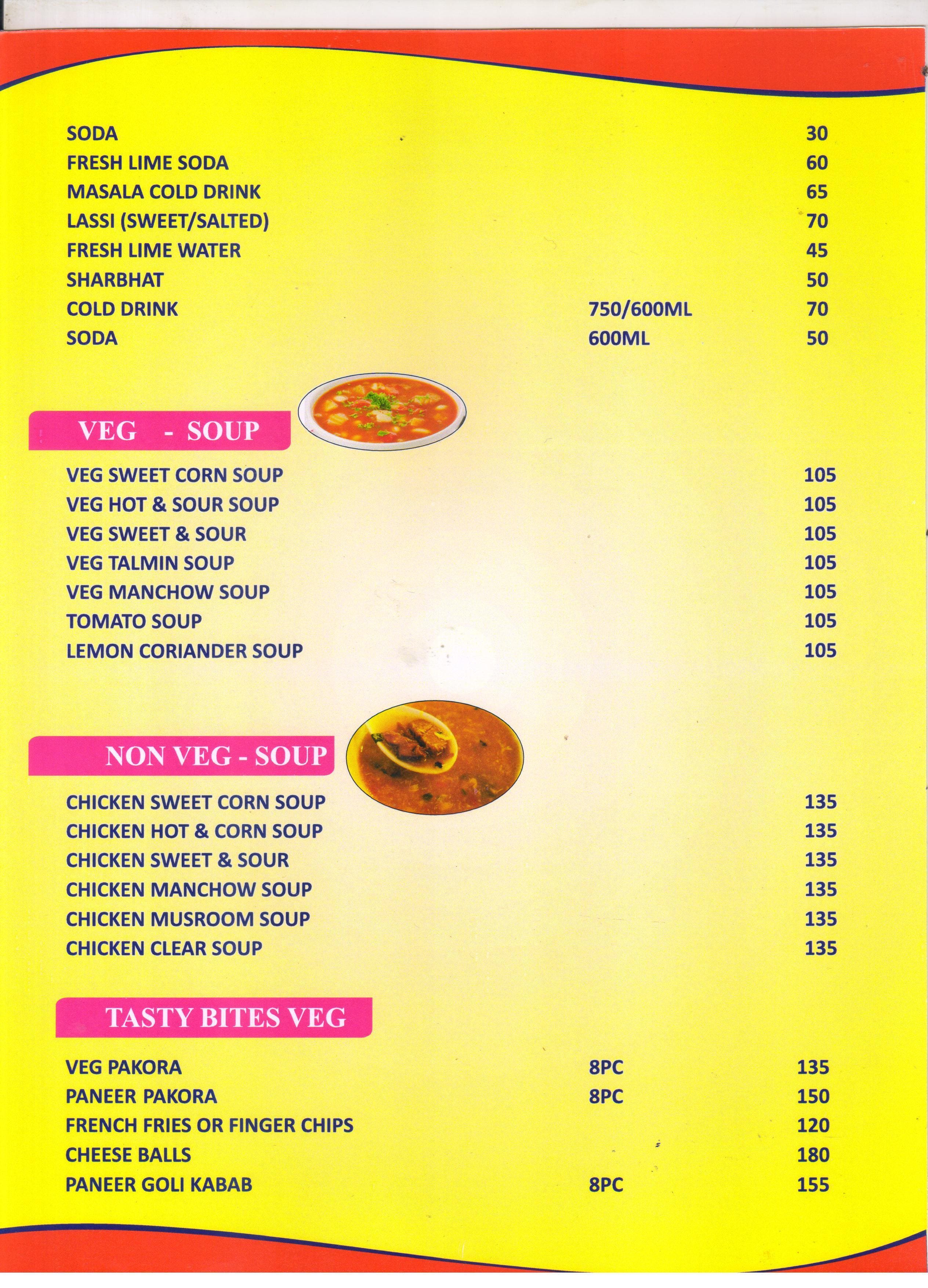 Natraj Bar & Restaurant menu