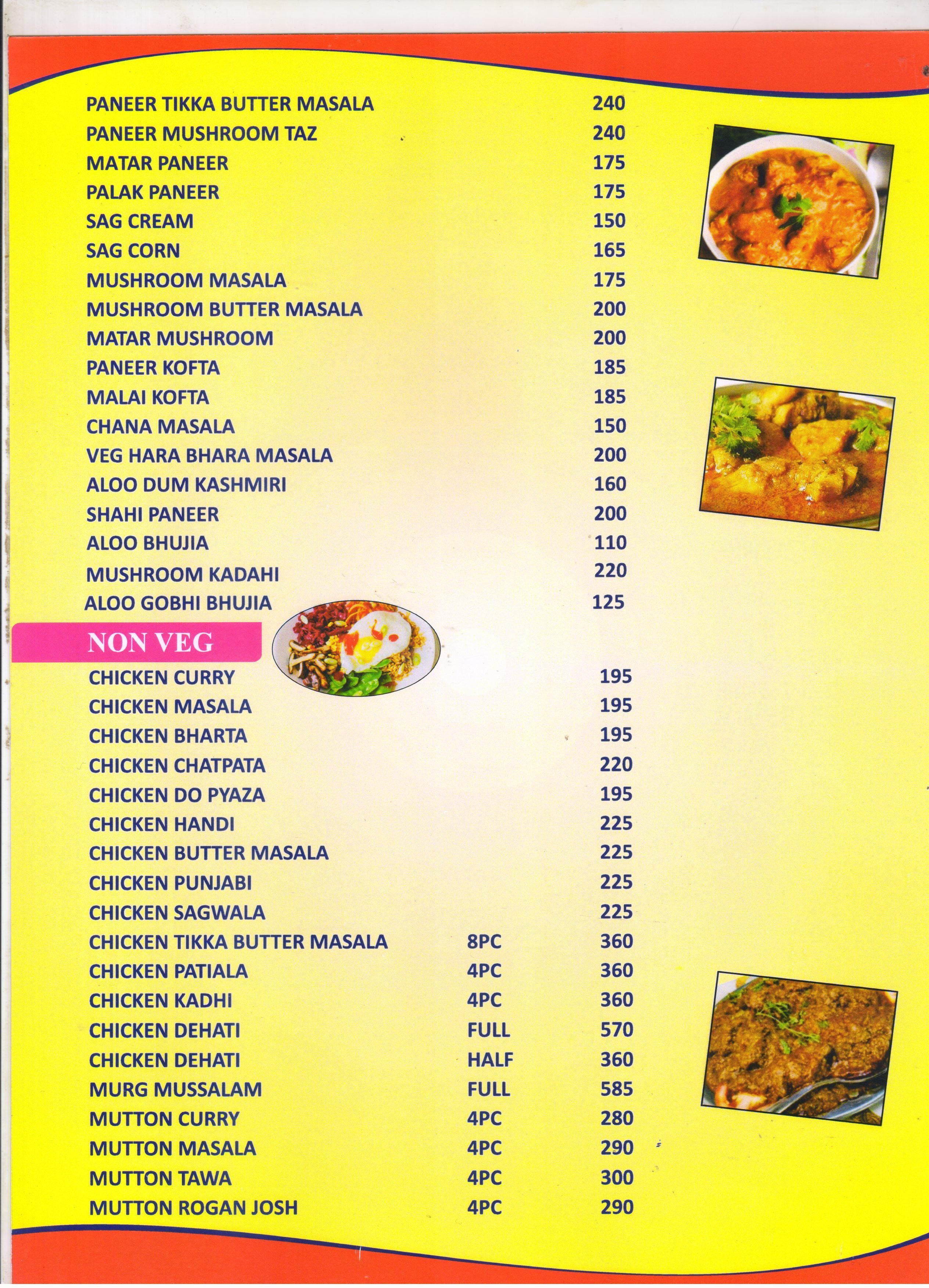 Natraj Bar & Restaurant menu