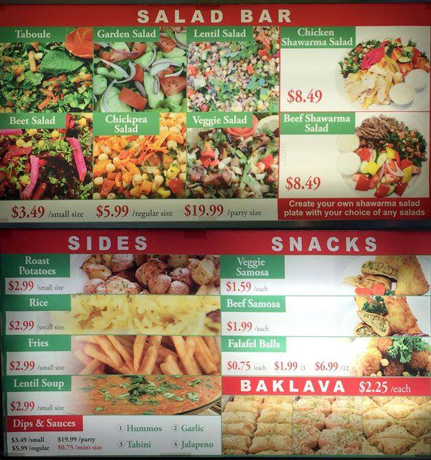 Lebanon Express Menu, Menu for Lebanon Express, Church and Wellesley