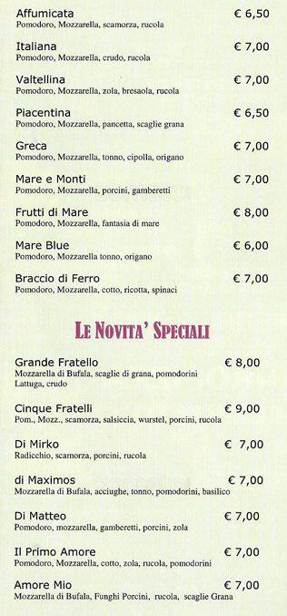 Menu di Il Grande Fratello 