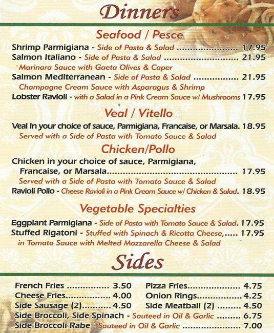Carta de Vince’s Pizza & Restaurant, Yardley