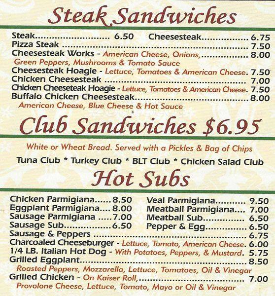 Carta de Vince’s Pizza & Restaurant, Yardley