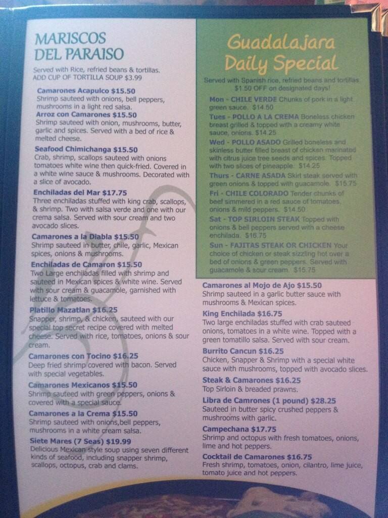 Menu at Margarita Factory pub & bar, Vancouver