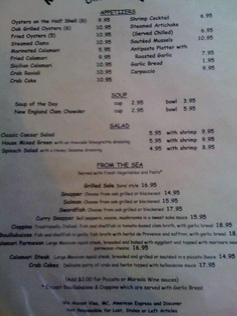 the fish house menu