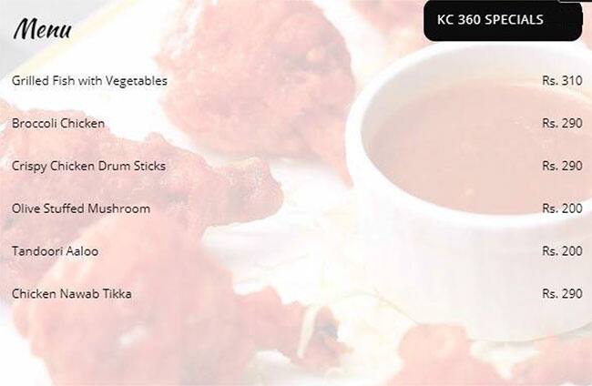 KC 360 menu