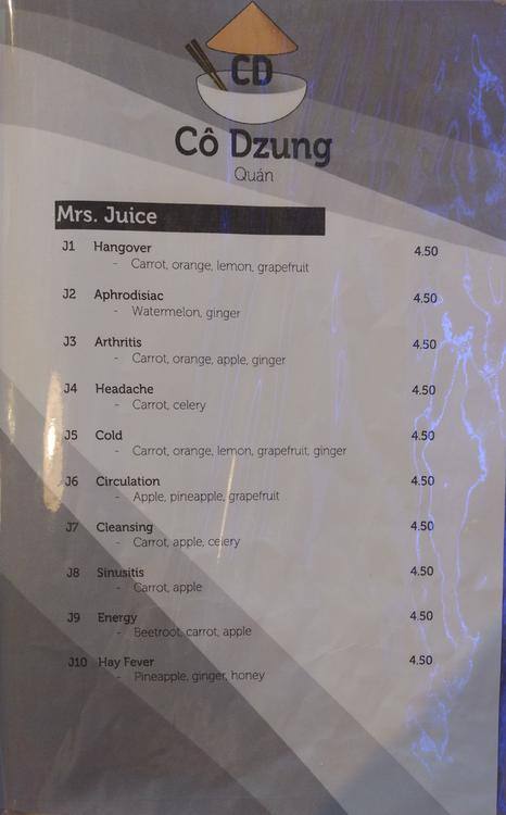 Co Dzung Quan menu