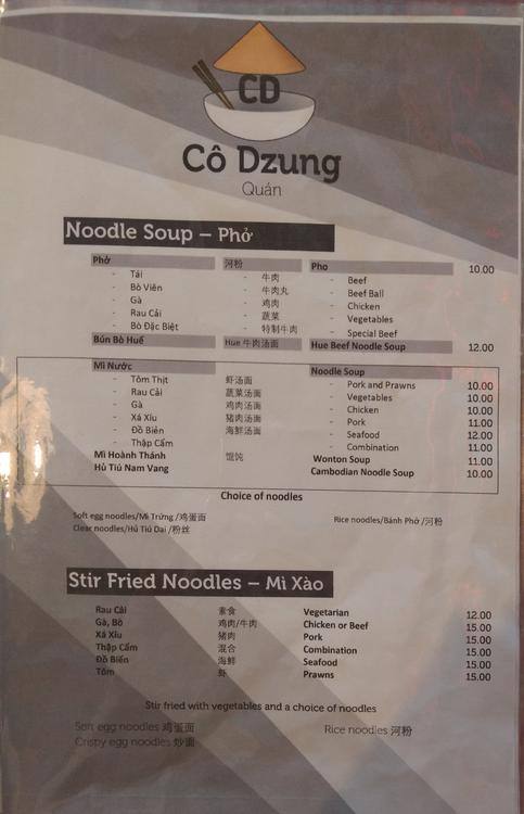 Co Dzung Quan menu