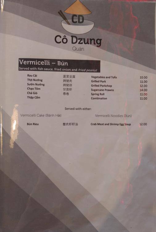 Co Dzung Quan menu
