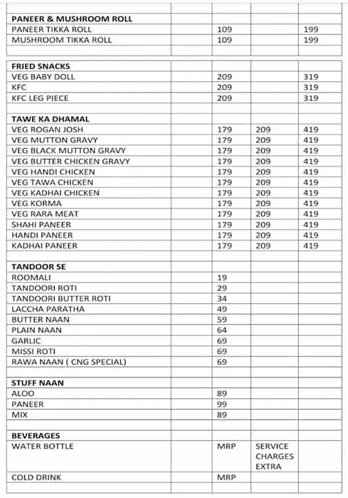 CNG Chaap Naan Gravy Restaurant menu