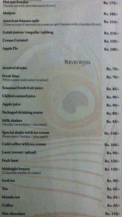 Geetanjali - Maharani Palace menu