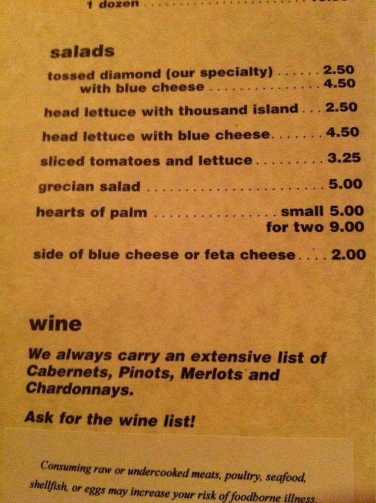 Menu at Diamond Grille steakhouse, Akron, 77 W Market St