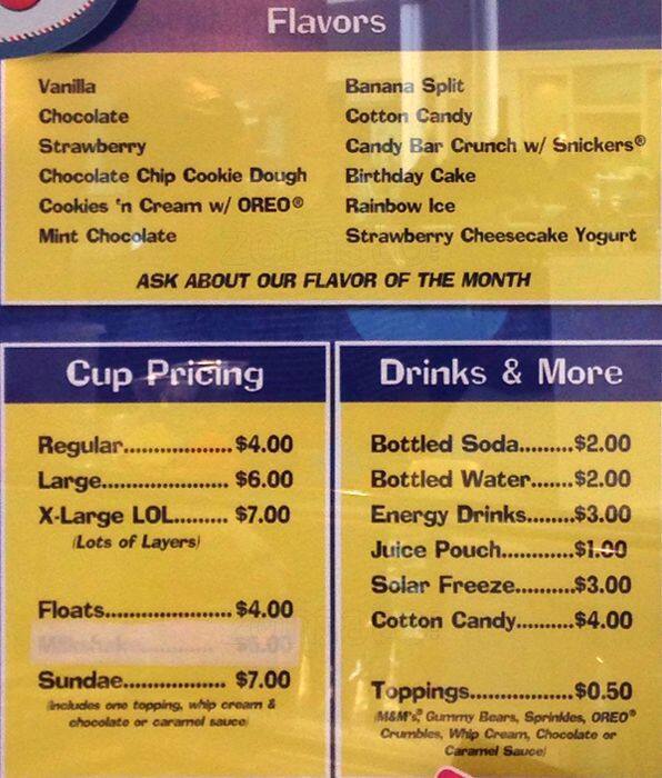 Dippin Dots Menu, Menu for Dippin Dots, Pineville, Charlotte