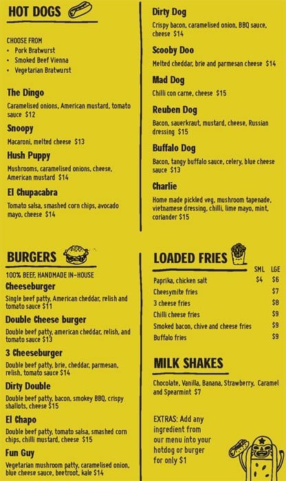 Frank'd Hot Dogs Menu, Menu for Frank'd Hot Dogs, Northbridge, Perth ...