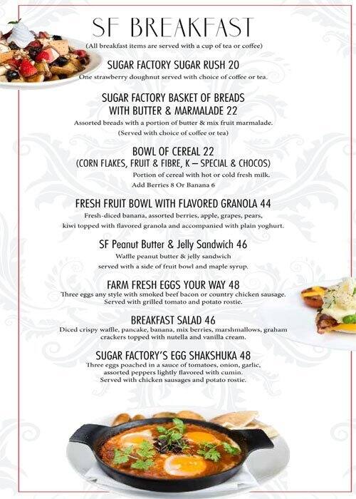 Sugar Factory Menu, Menu for Sugar Factory, Al Safa, Dubai Zomato