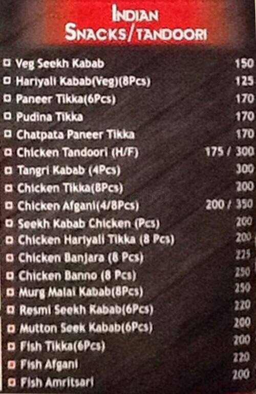 Oye Shaavaa menu