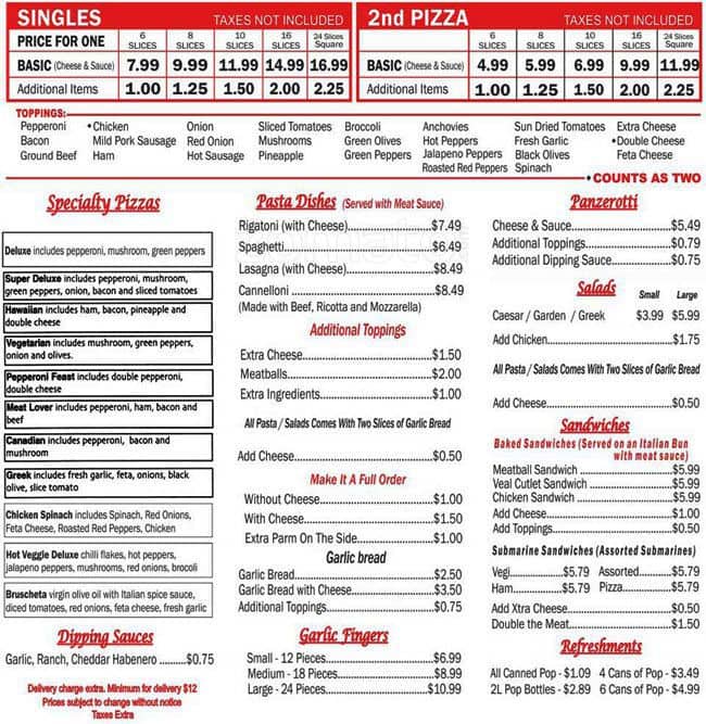 Venezia Pizza Menu, Menu for Venezia Pizza, Brampton, Toronto
