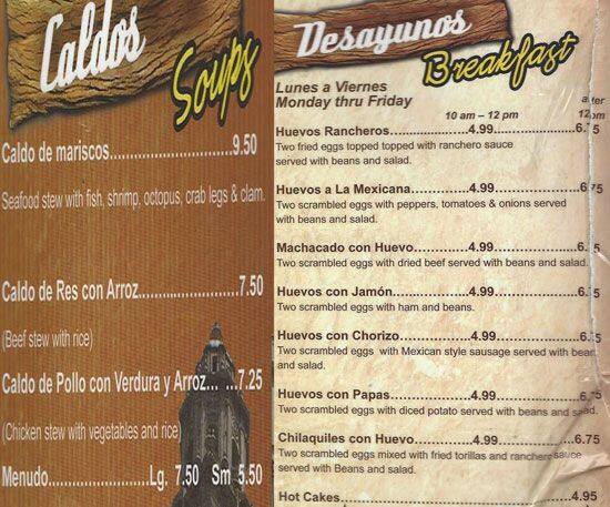 Morelia menu