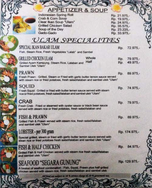 Ulam Menu, Menu for Ulam, Nusa Dua, Bali - Zomato Indonesia