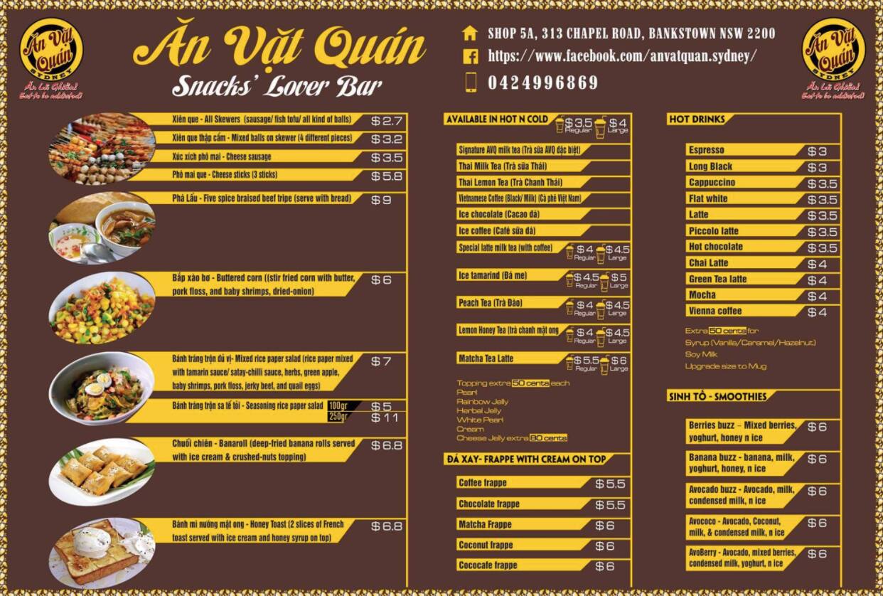 An Vat Quan Menu, Menu for An Vat Quan, Bankstown, Sydney Urbanspoon