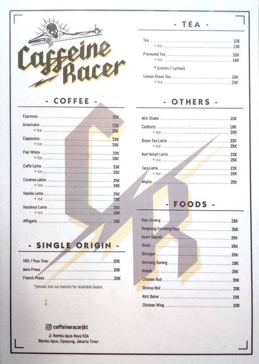 Caffeine Racer Menu Menu For Caffeine Racer Taman Mini