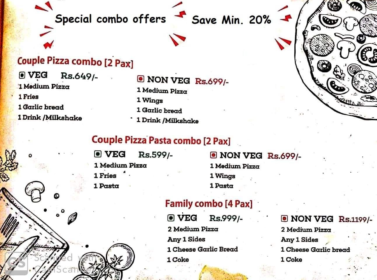 Zomibi Pizza menu