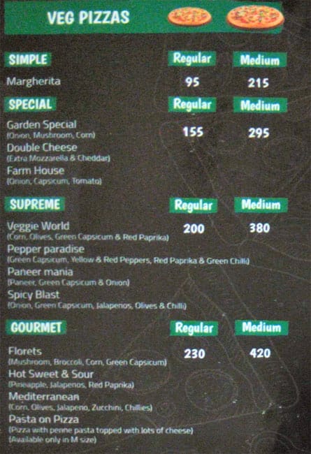 Zomibi Pizza menu