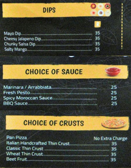 Zomibi Pizza menu
