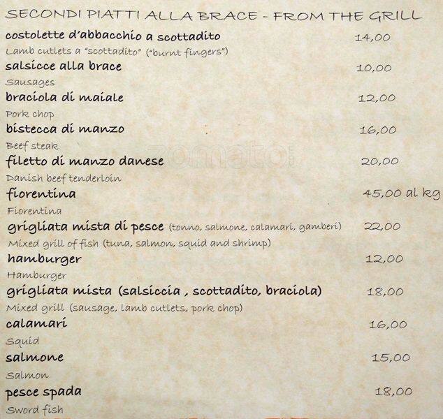 Menu di Arancio D'Oro 