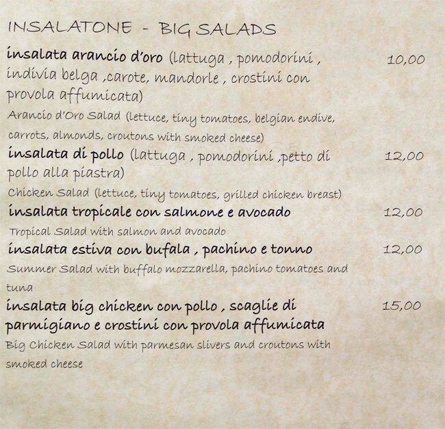 Menu di Arancio D'Oro 