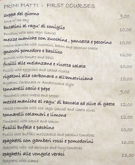 Menu di Arancio D'Oro 