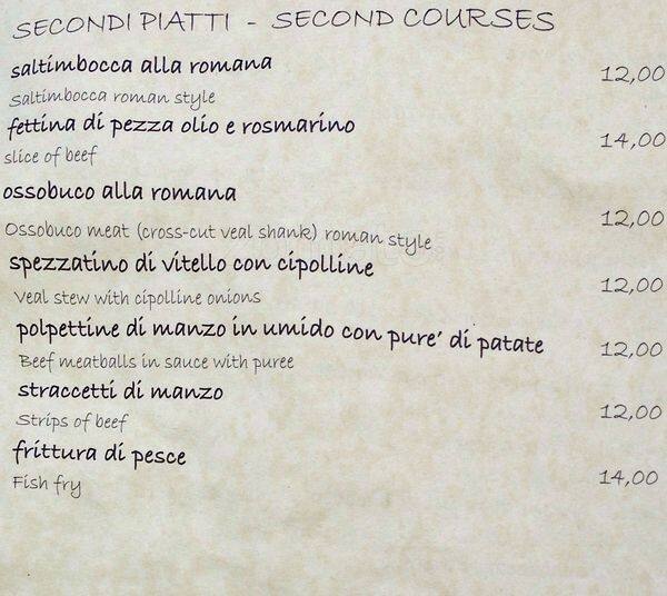Menu di Arancio D'Oro 