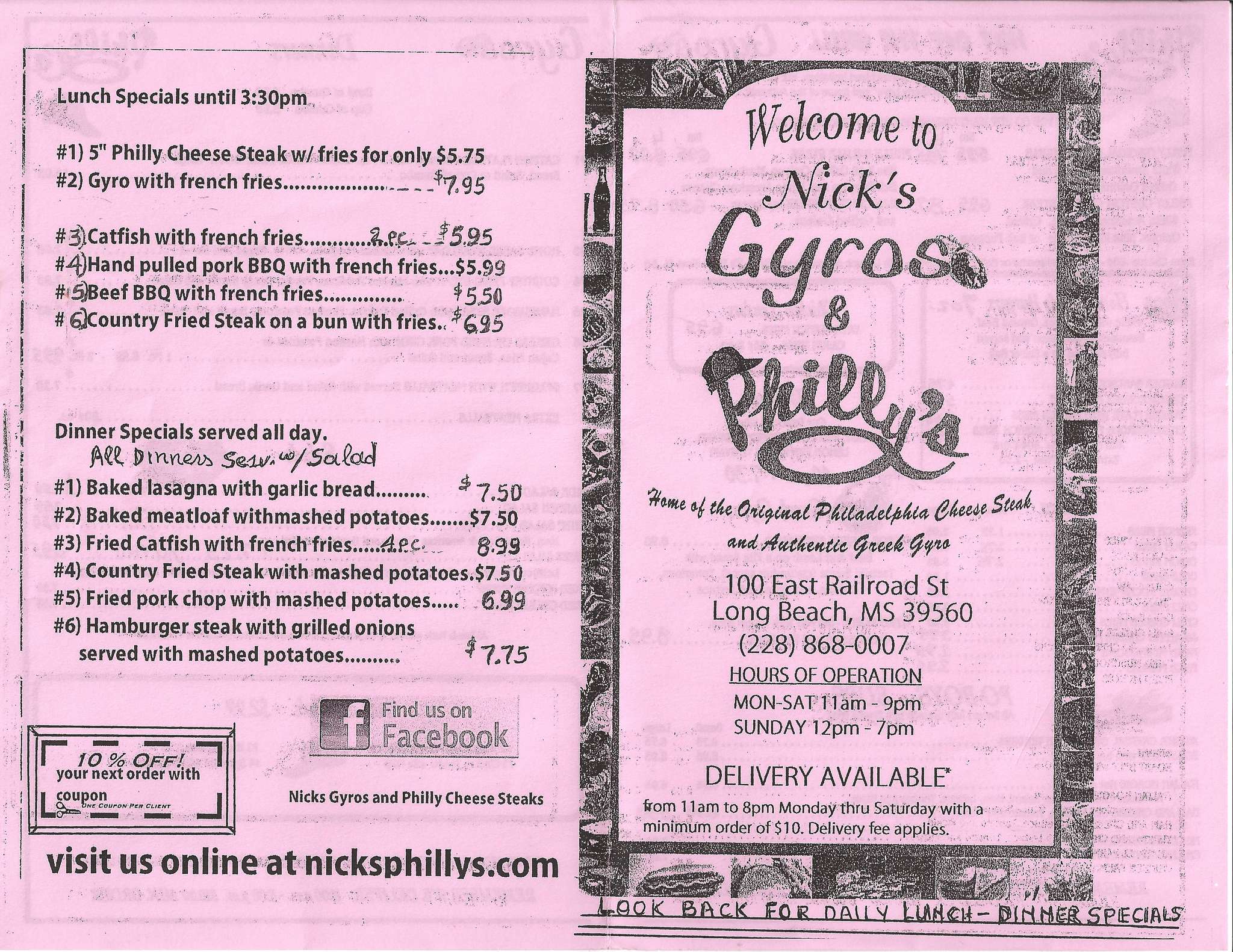 Nick's Gyros and Philly Cheese Steaks Menu Urbanspoon/Zomato