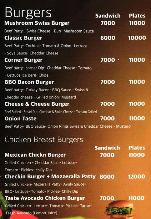 One Taste menu