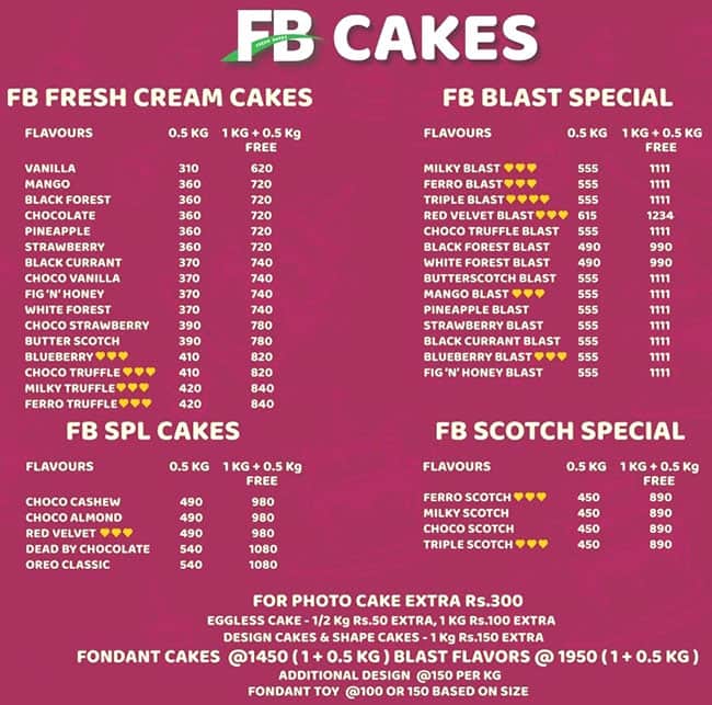 Get 20% Cashback at FB Cakes, Medavakkam, Chennai | Dineout