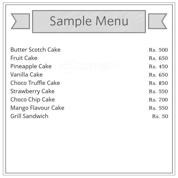 Standard Pastry Shop Menu, Menu for Standard Pastry Shop, West Patel