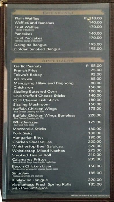 Whistlestop Menu Menu For Whistlestop Tomas Morato Quezon City