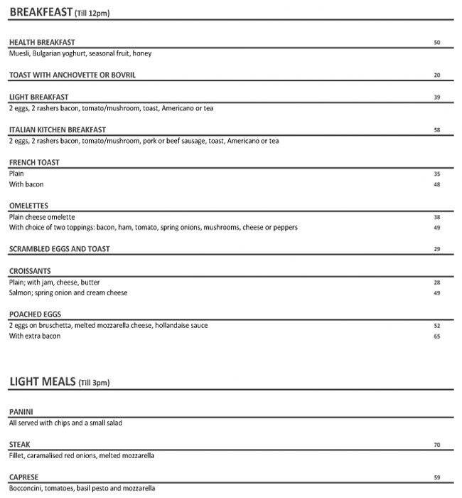 Italian Kitchen Menu Menu For Italian Kitchen Diep River Cape Town