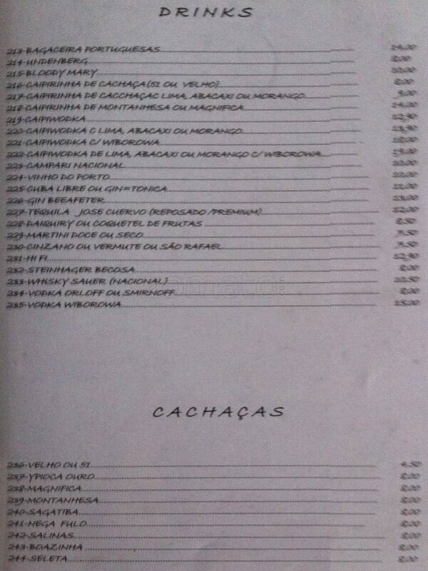 Galeto Castelo cardápio