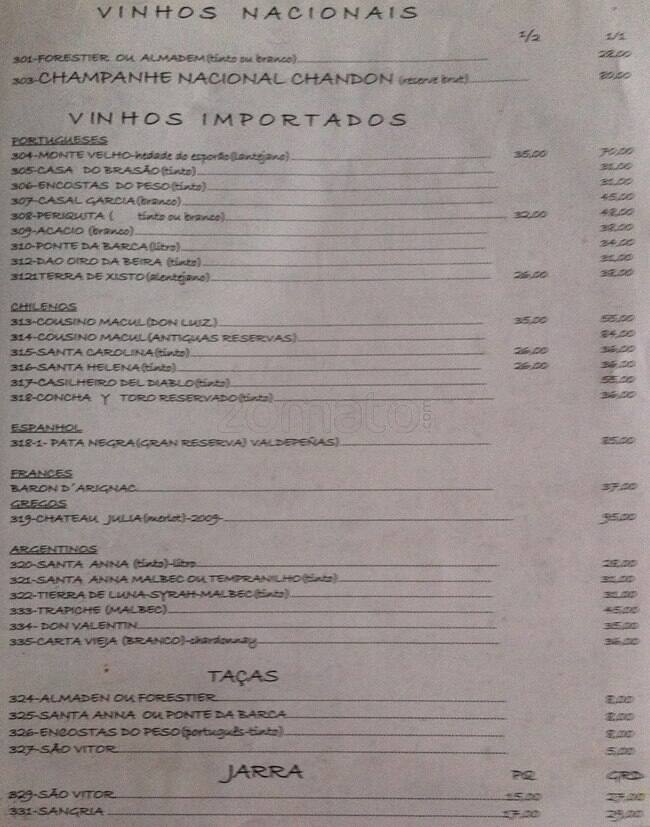 Galeto Castelo cardápio