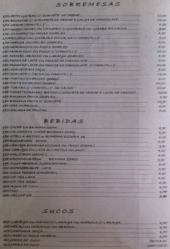 Galeto Castelo cardápio