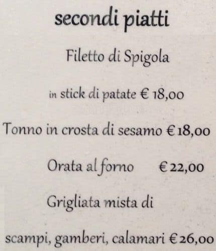 Menu di Tempio di Bacco 