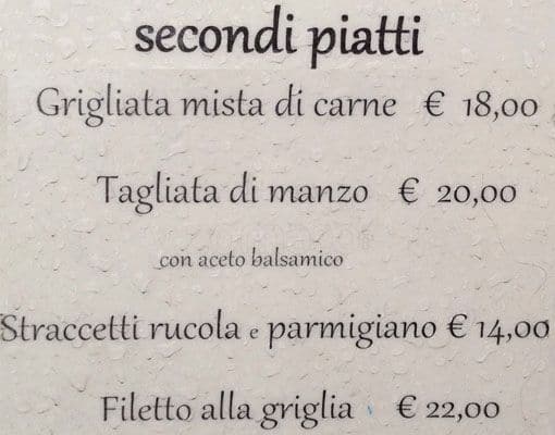 Menu di Tempio di Bacco 