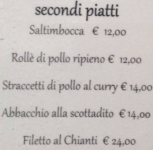 Menu di Tempio di Bacco 