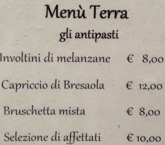Menu di Tempio di Bacco 