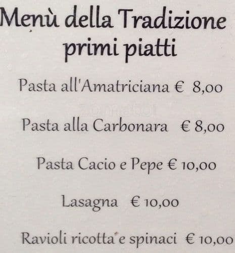 Menu di Tempio di Bacco 