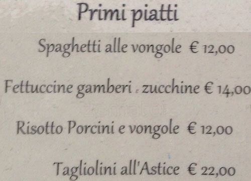 Menu di Tempio di Bacco 